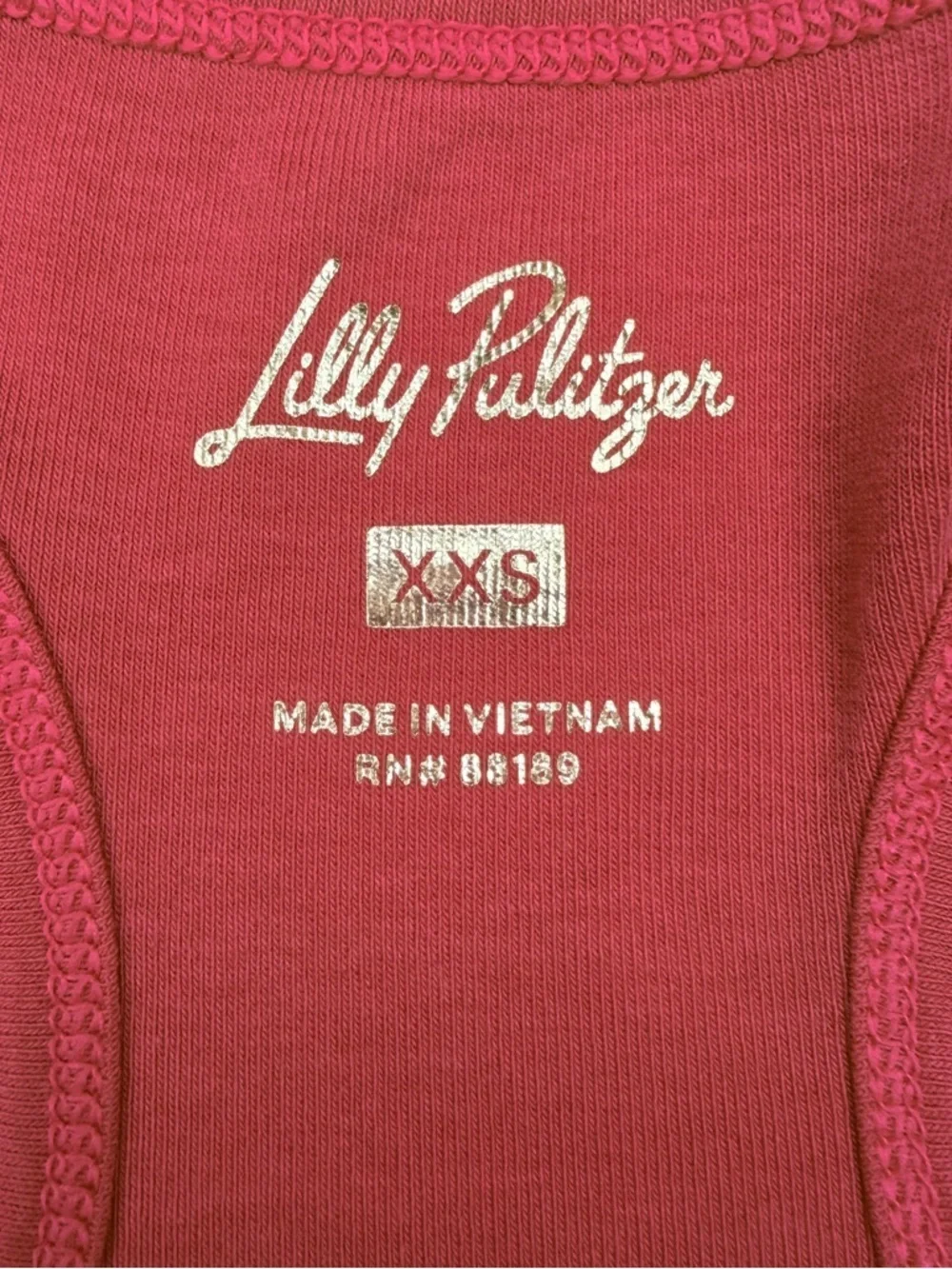 Lilly Pulitzer Raspberry Red Racerback Tank with Button Placket - Picture 7 of 9